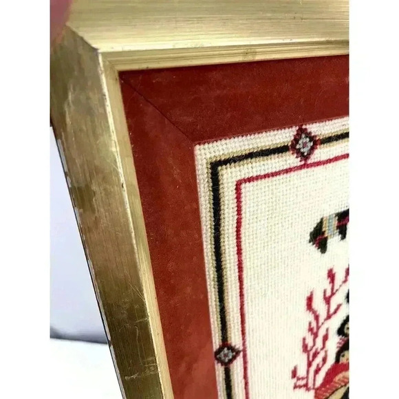 VTG 80's Storyteller Southwestern Crewel Embroidered Framed Wall Art 12"x 15.5" - Picture 8 of 11